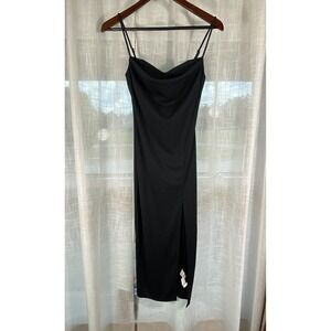 Forever 21 Dress Small Midi Long Sexy Black‎ Bustier Formal Event High Slit Goth